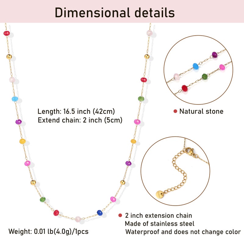 Colorful Natural Stone Clavicle Chain Simple Personality Fashion Hip-Hop Metal Versatile Beach Chain Jewelry - Image 1